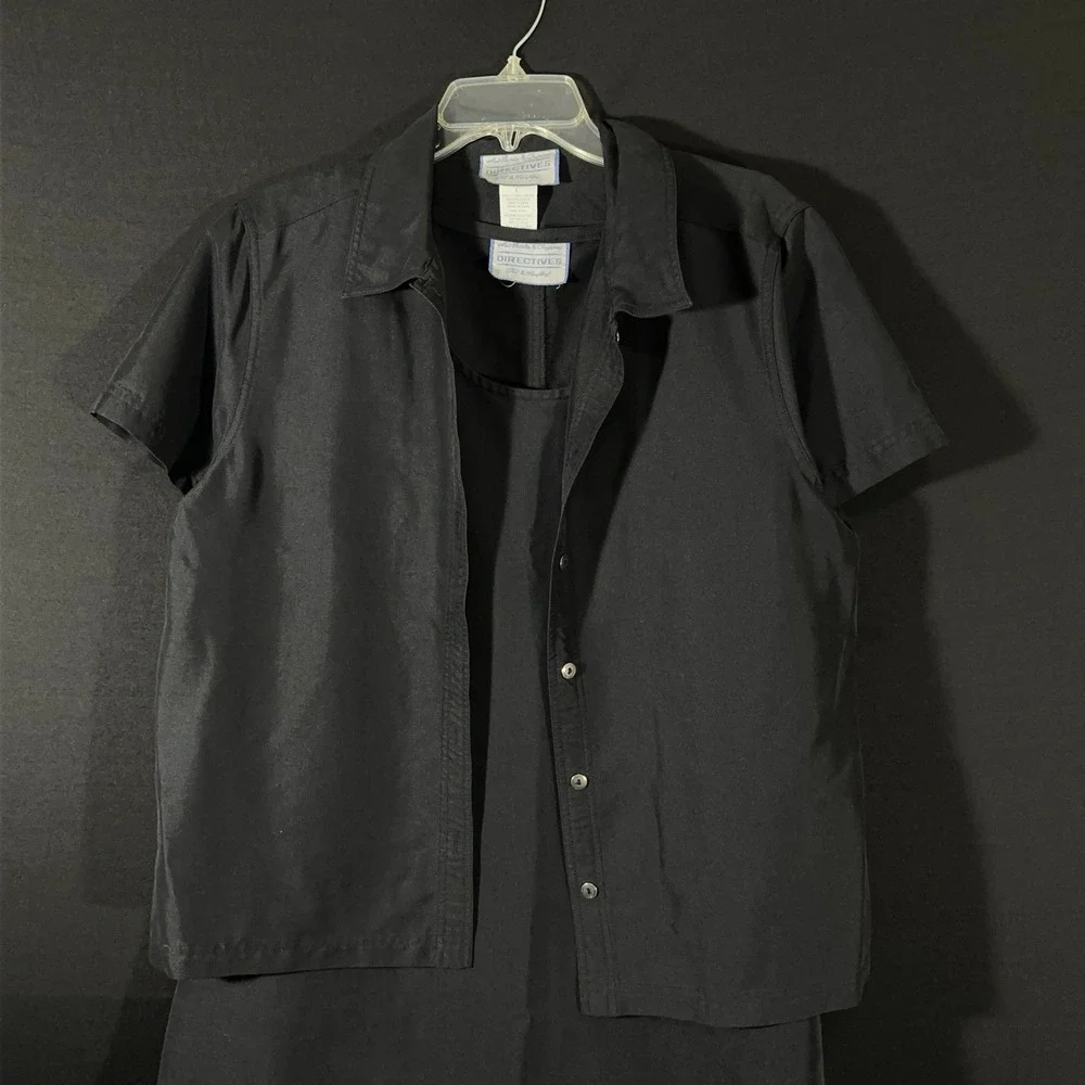 VTG‎ Directives Women's 2 Piece Black Suit Dress & Jacket Set Career Size Large